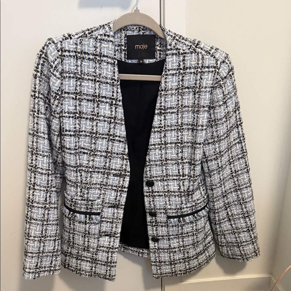 Maje Women's Black and White Tweed Jacket